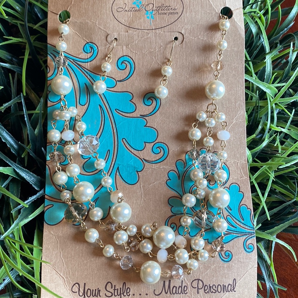 Initial Outfitters Earring and Layered Necklace Set